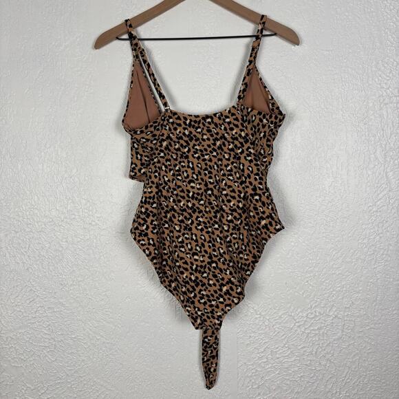 Aerie Leopard Print Wrap One Piece Full Coverage Swimsuit Size Large Long - Picture 4 of 5